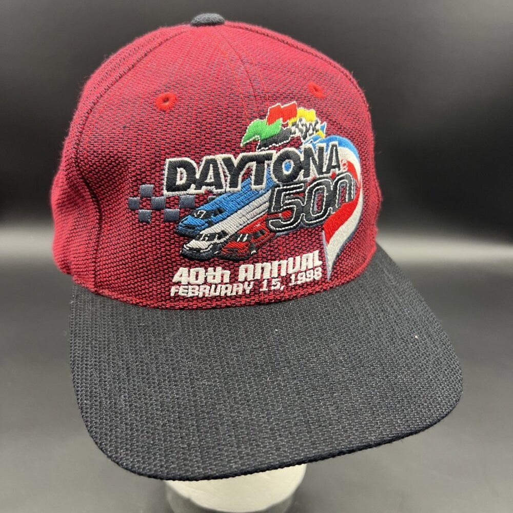 Vintage DAYTONA 500 1998 40th Annual Nascar Black Snapback Hat Cap Rare Texture